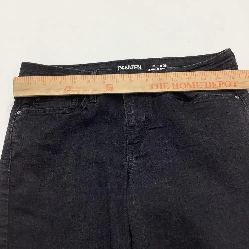 Denizen From Levis Ankle Skinny Jeans Womens 10 Black Charcoal Wash Distressed